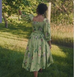 JessaKae Green Puff Sleeve Midi Sundress